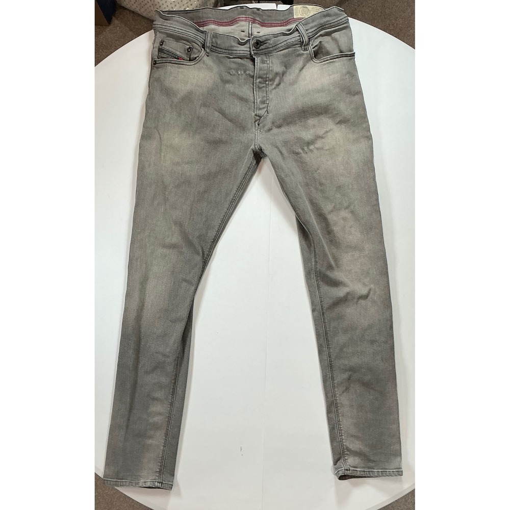 Diesel Tepphar Slim Carrot Jeans Sz 34x32 Grey Stretch Denim Tapered Streetwear